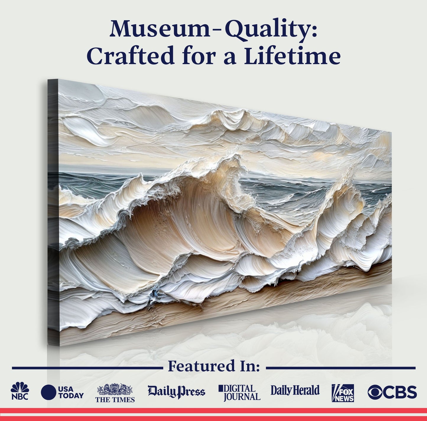 Ocean Waves Wall Art canvas by Tailored Canvases in a soft blue beige palette on Tampa Home & Garden Store