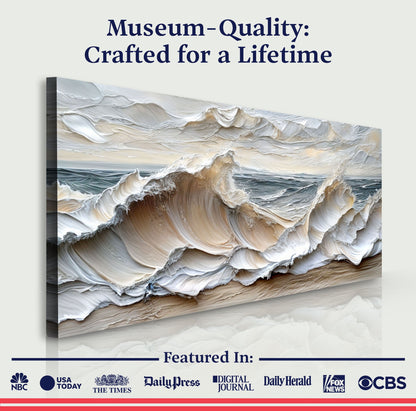 Ocean Waves Wall Art canvas by Tailored Canvases in a soft blue beige palette on Tampa Home & Garden Store