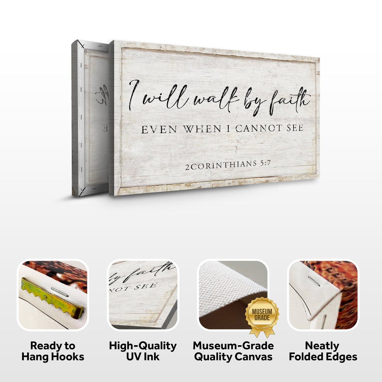 Canvas faith sign II with white distressed background and black script by Tailored Canvases on Tampa Home & Garden Store