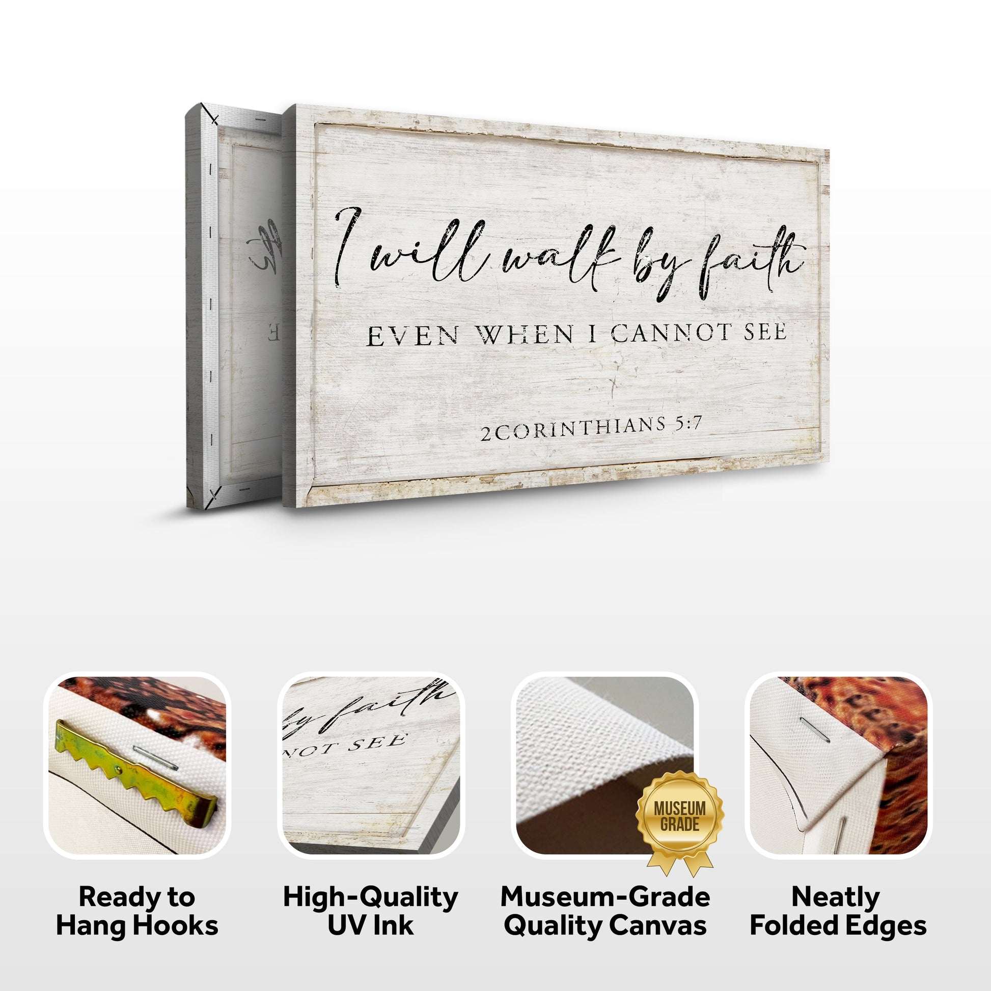 Canvas faith sign II with white distressed background and black script by Tailored Canvases on Tampa Home & Garden Store