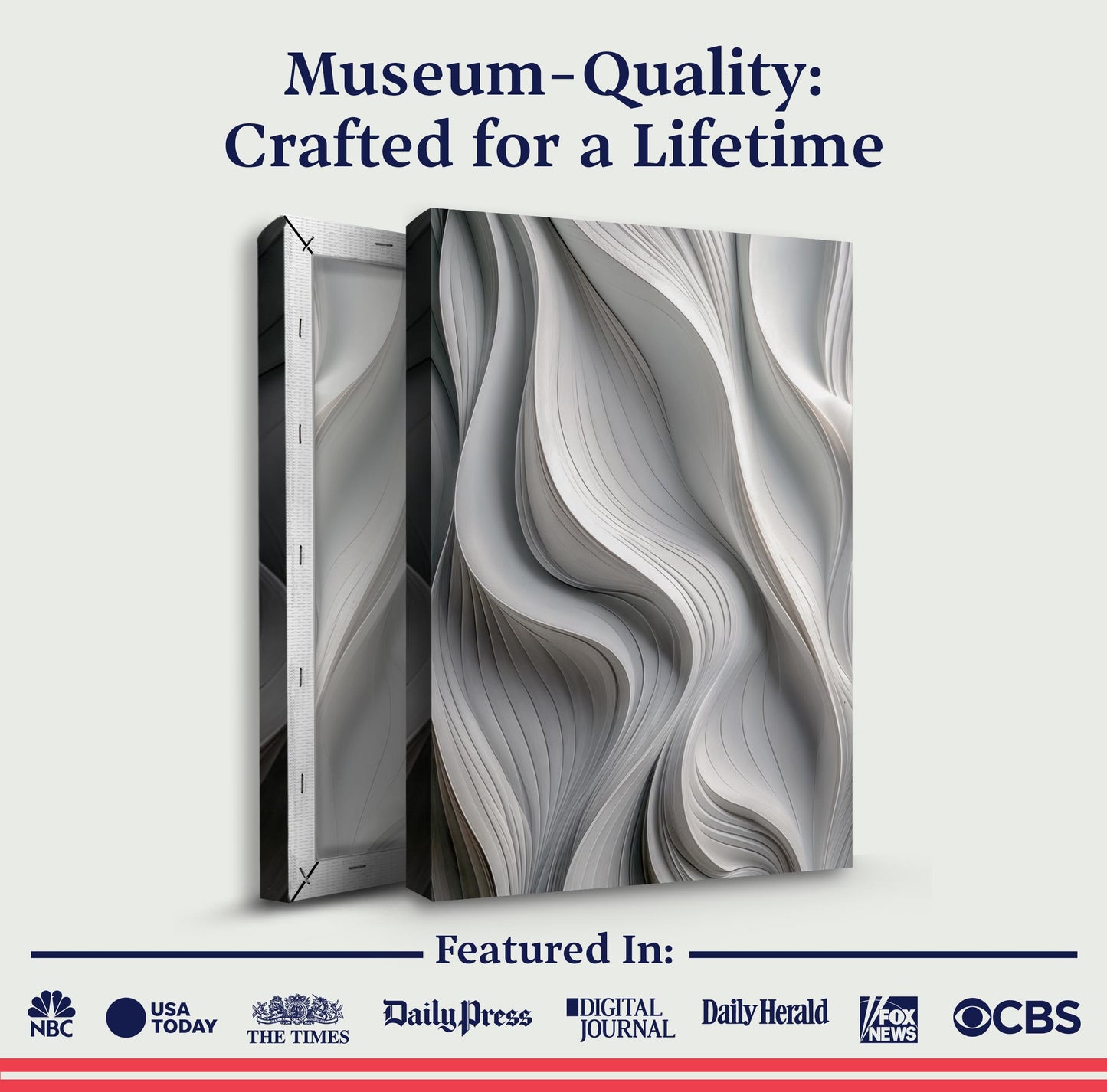 Canvas: Modern Monochrome Waves Abstract Wall Art by Tailored Canvases; grayscale waves on Tampa Home & Garden Store