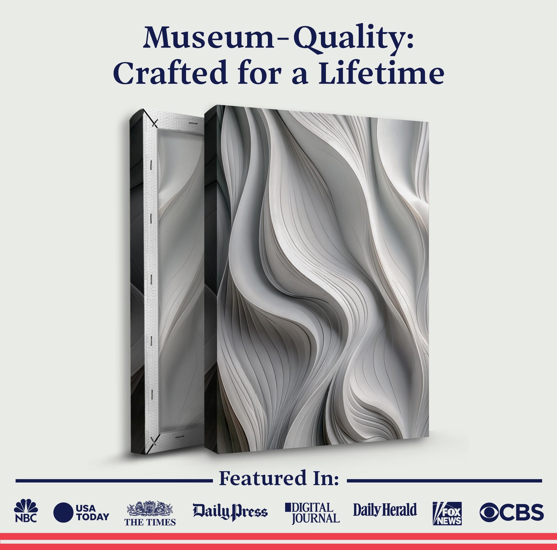 Canvas: Modern Monochrome Waves Abstract Wall Art by Tailored Canvases; grayscale waves on Tampa Home & Garden Store