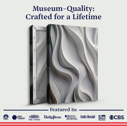 Canvas: Modern Monochrome Waves Abstract Wall Art by Tailored Canvases; grayscale waves on Tampa Home & Garden Store