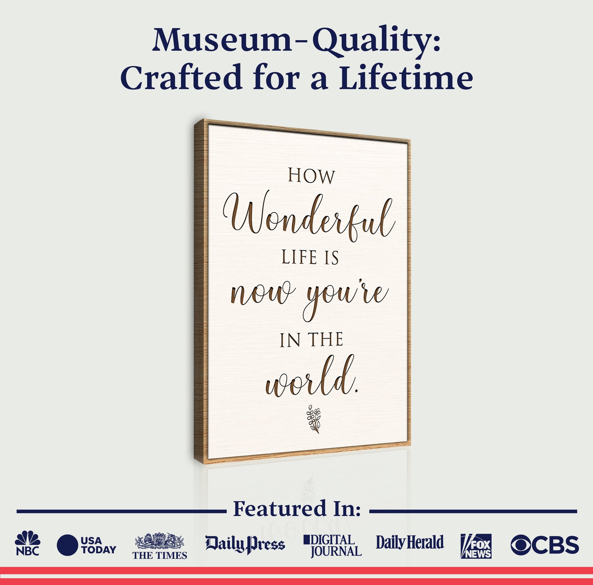 How Wonderful Life Is Nursery Sign II canvas with wood frame on Tampa Home & Garden Store