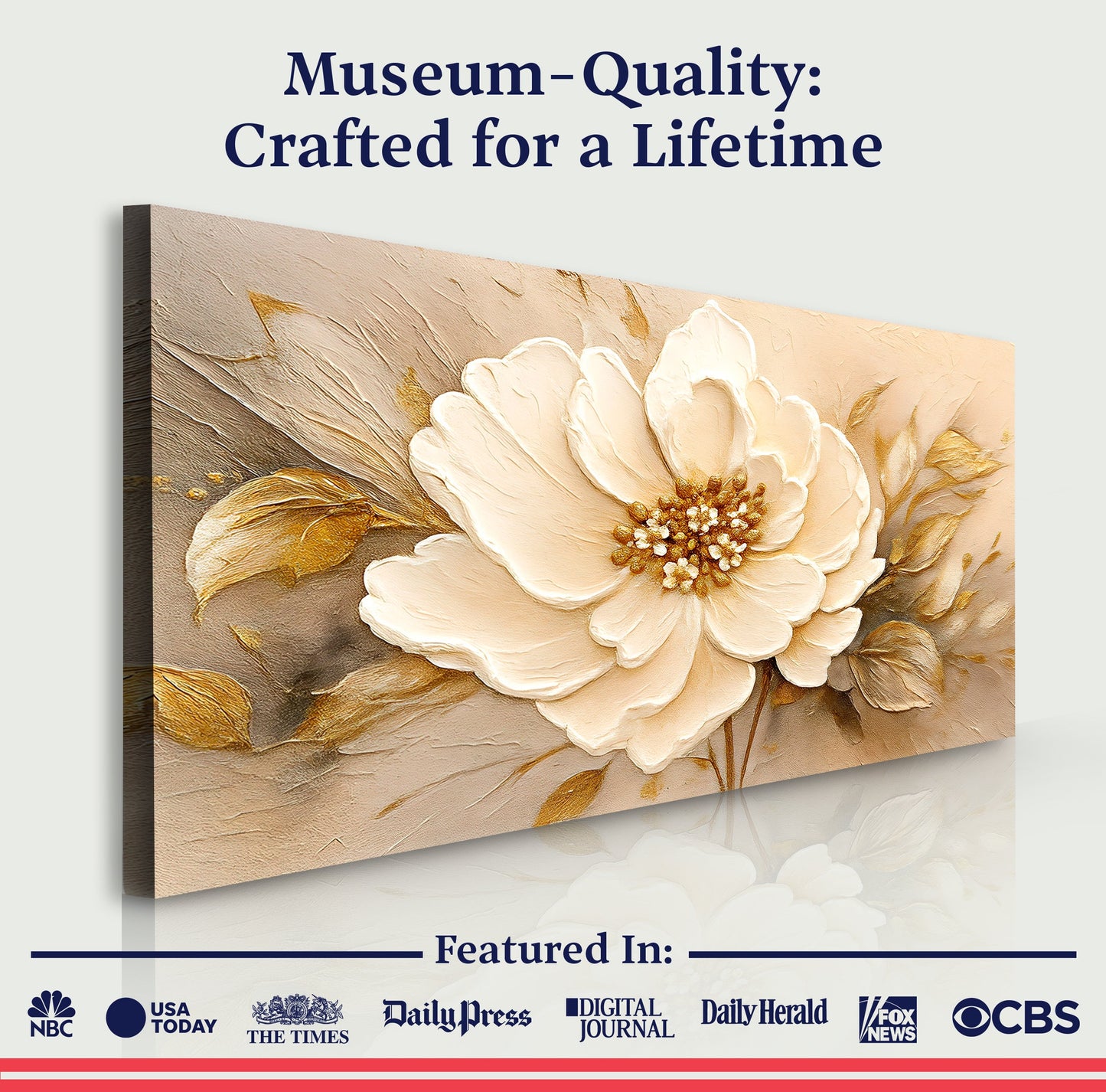 Minimalist Wall Art X canvas with cream flowers on beige background Tailored Canvases on Tampa Home & Garden Store