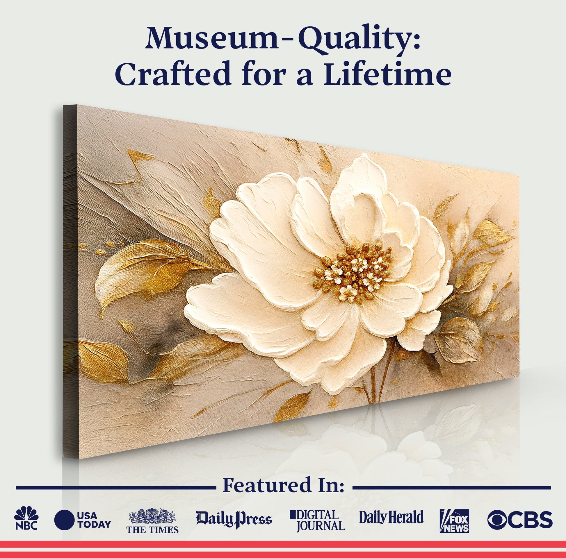 Minimalist Wall Art X canvas with cream flowers on beige background Tailored Canvases on Tampa Home & Garden Store