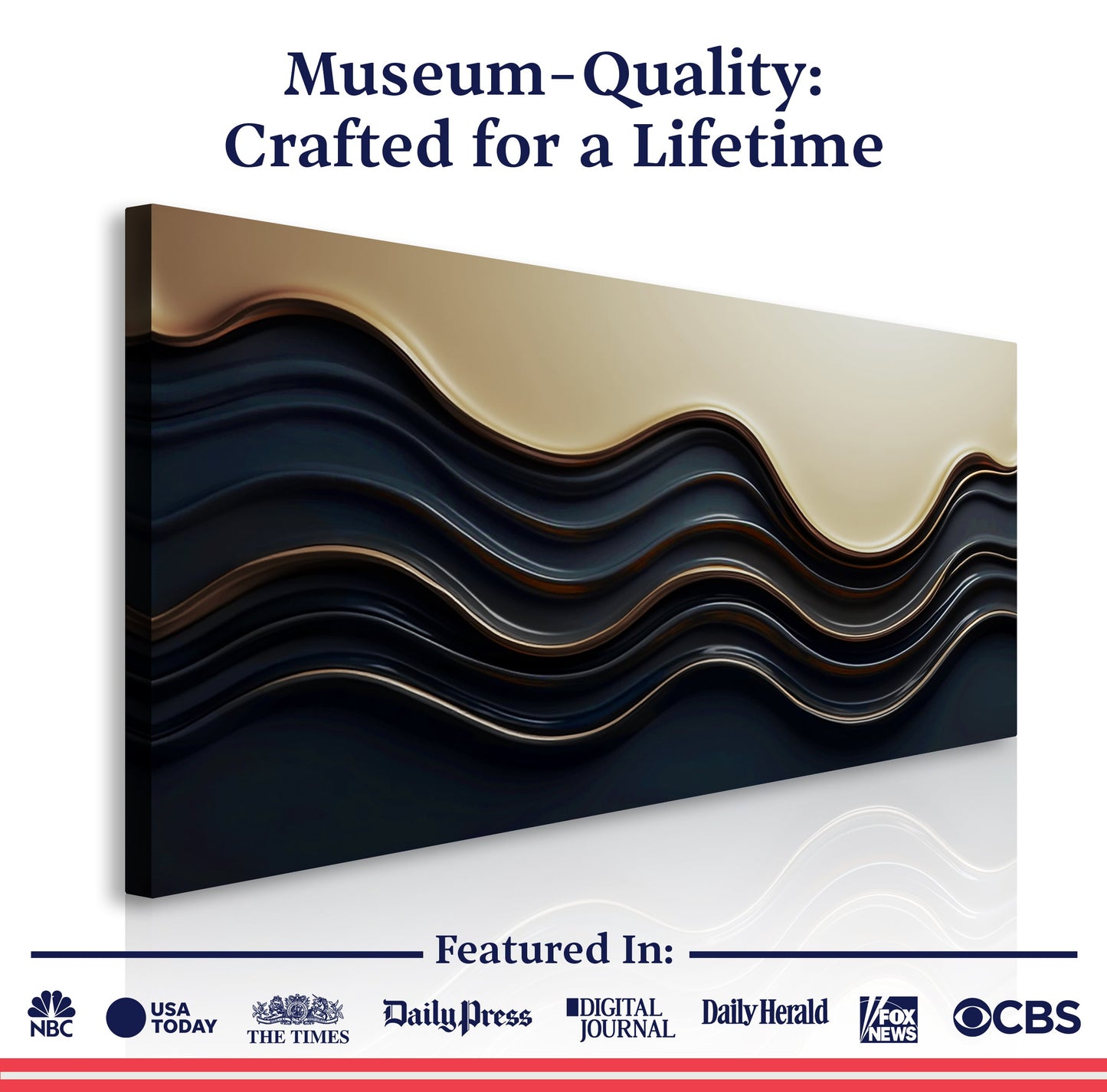 Canvas Black and Gold Minimalist Abstract Wall Art III with layered waves by Tailored Canvases on Tampa Home & Garden Store