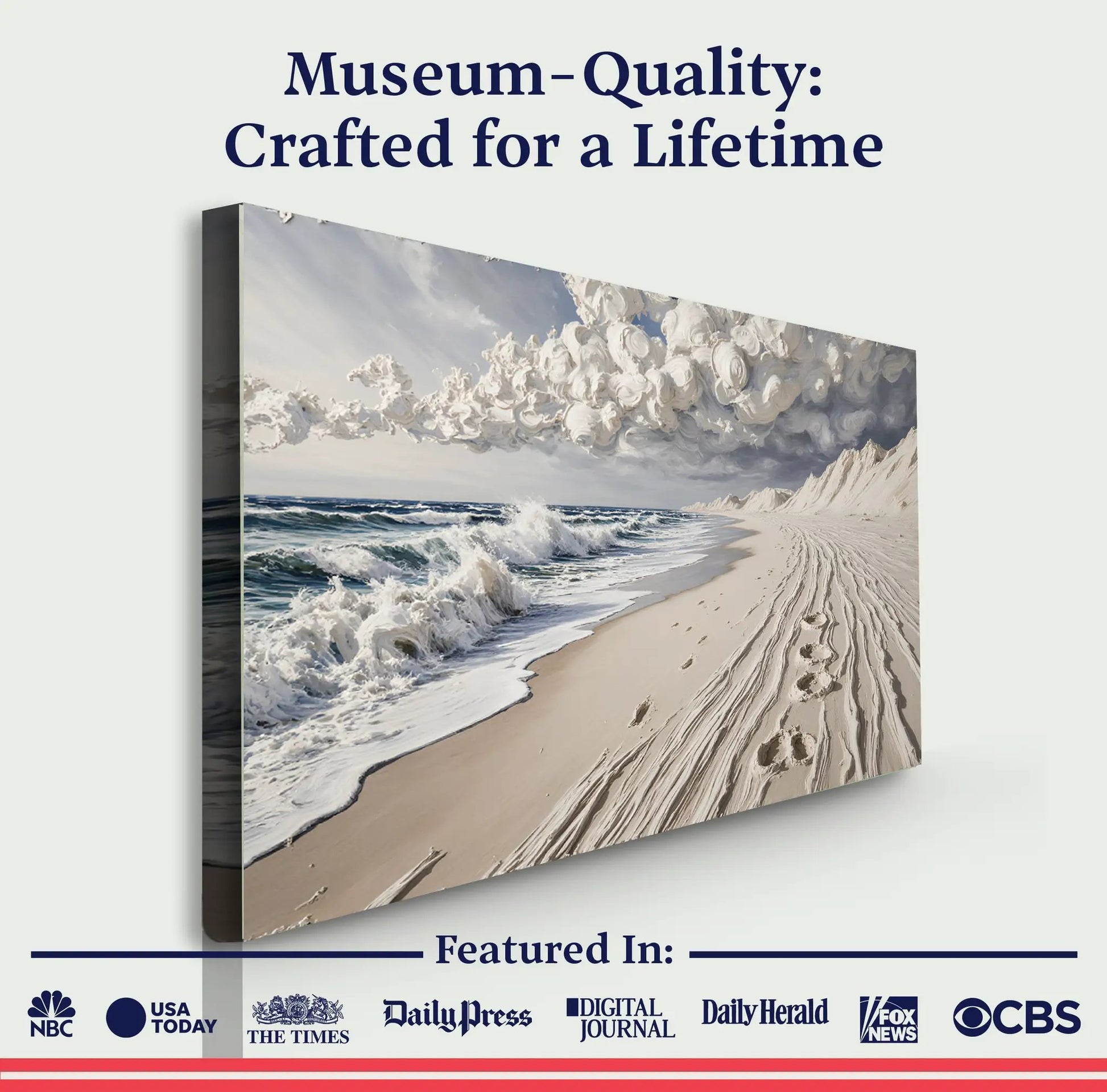 Footprints in the Sand canvas wall art Tailored Canvases coastal beach scene on crafting canvas on Tampa Home & Garden Store