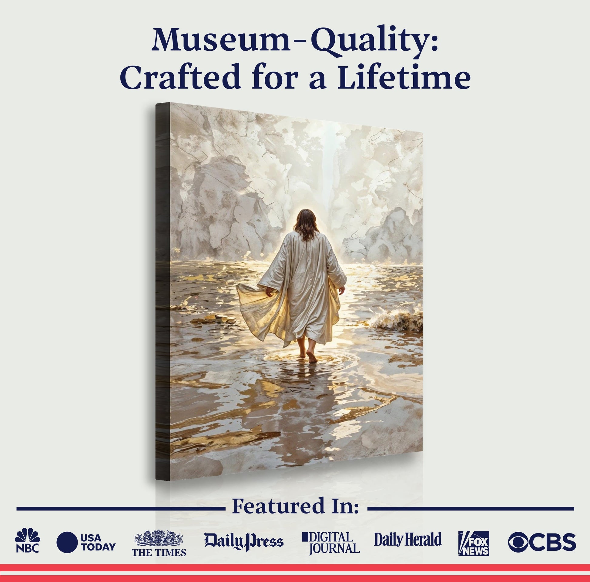Canvas Jesus Christ Walking On Water Faith Wall Art IV by Tailored Canvases; figure on water on Tampa Home & Garden Store