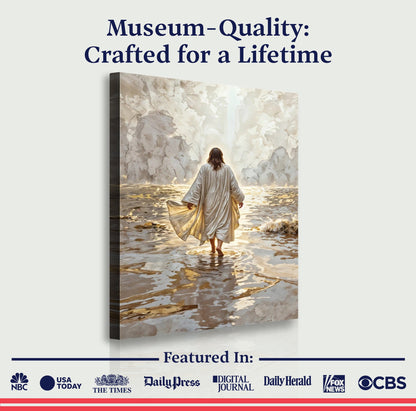 Canvas Jesus Christ Walking On Water Faith Wall Art IV by Tailored Canvases; figure on water on Tampa Home & Garden Store