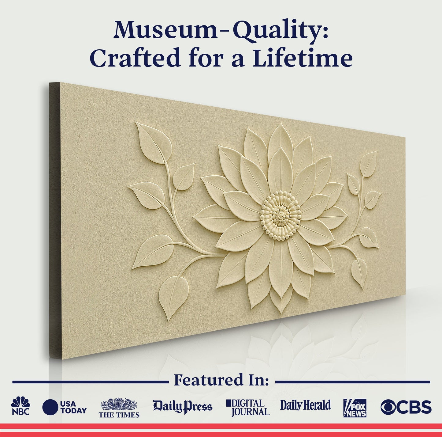 Floral Abstract Wall Art VI canvas with beige embossed flower design on Tampa Home & Garden Store