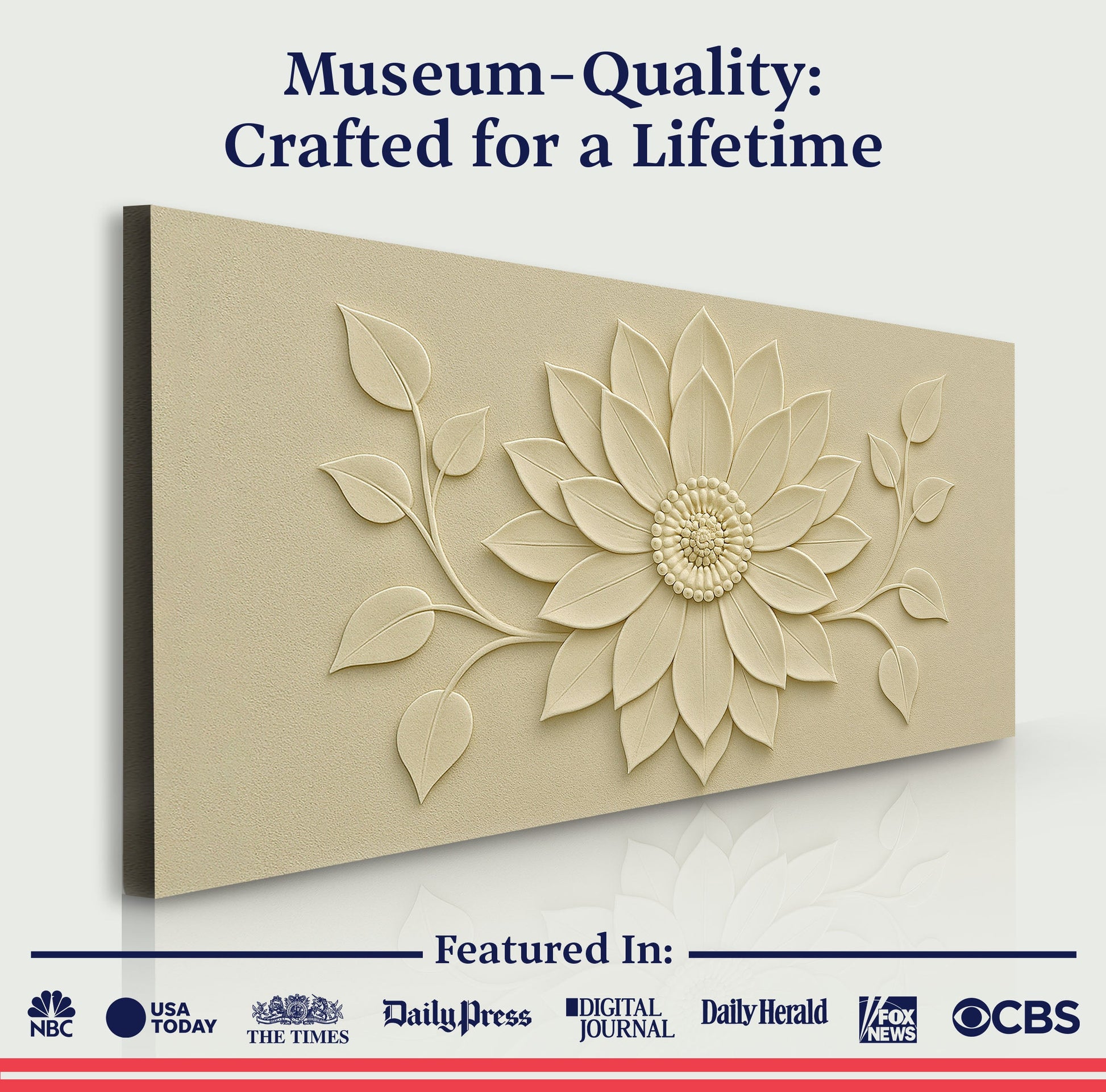 Floral Abstract Wall Art VI canvas with beige embossed flower design on Tampa Home & Garden Store