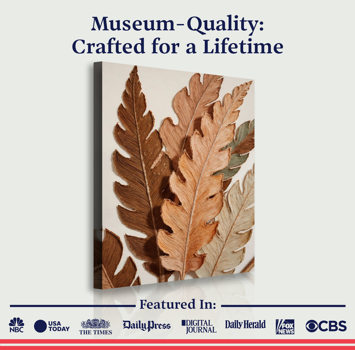 Abstract Autumn Leaves Wall Art Canvas with brown pressed leaves Tailored Canvases on Tampa Home & Garden Store