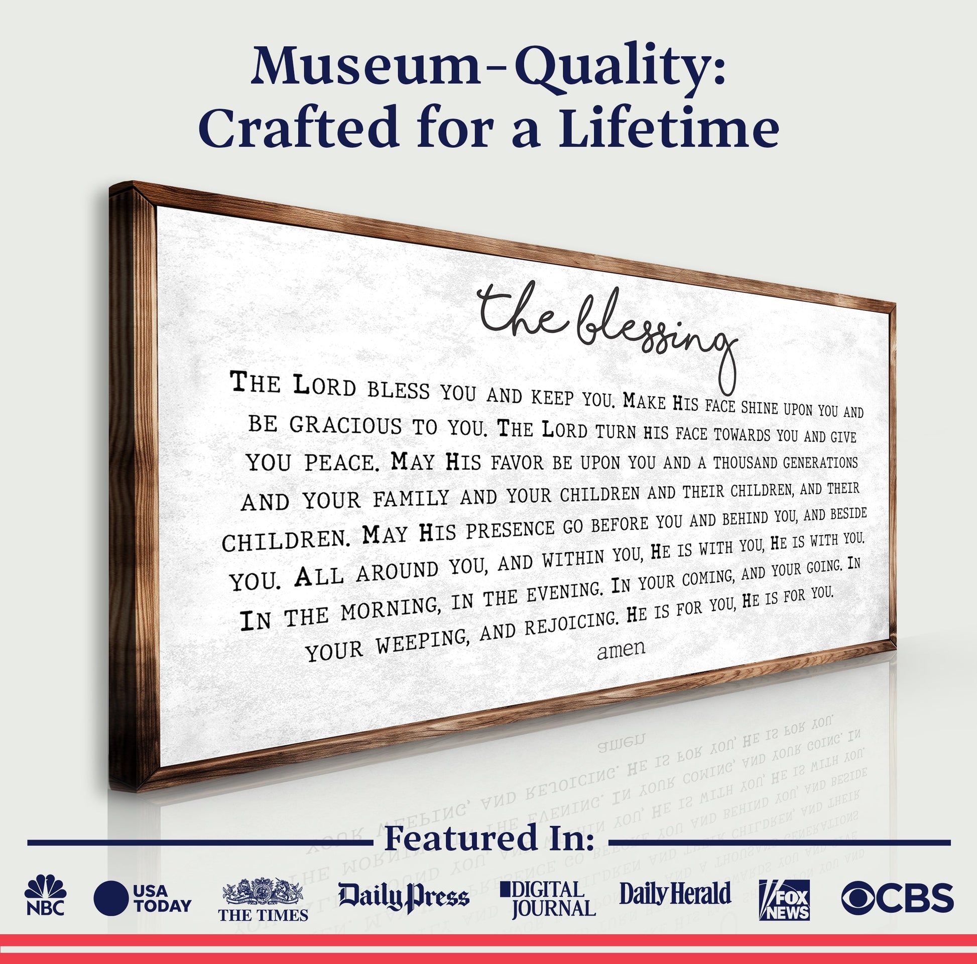 The Blessing Faith Sign II canvas framed in wood with scripture text Tailored Canvases on Tampa Home & Garden Store