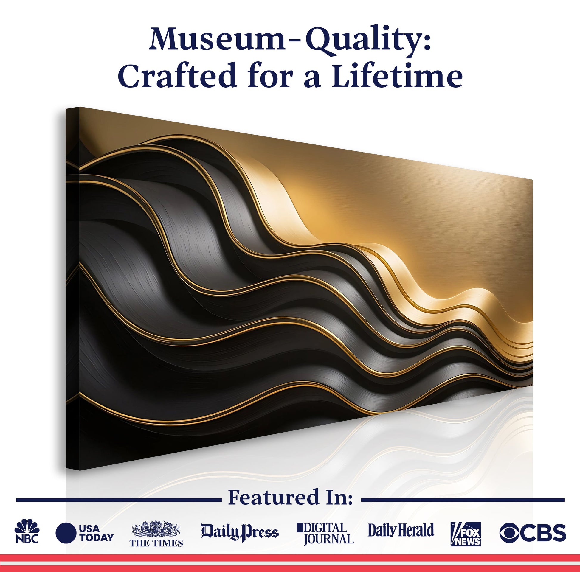 Black and gold minimalist abstract canvas wall art IV by Tailored Canvases on Tampa Home & Garden Store