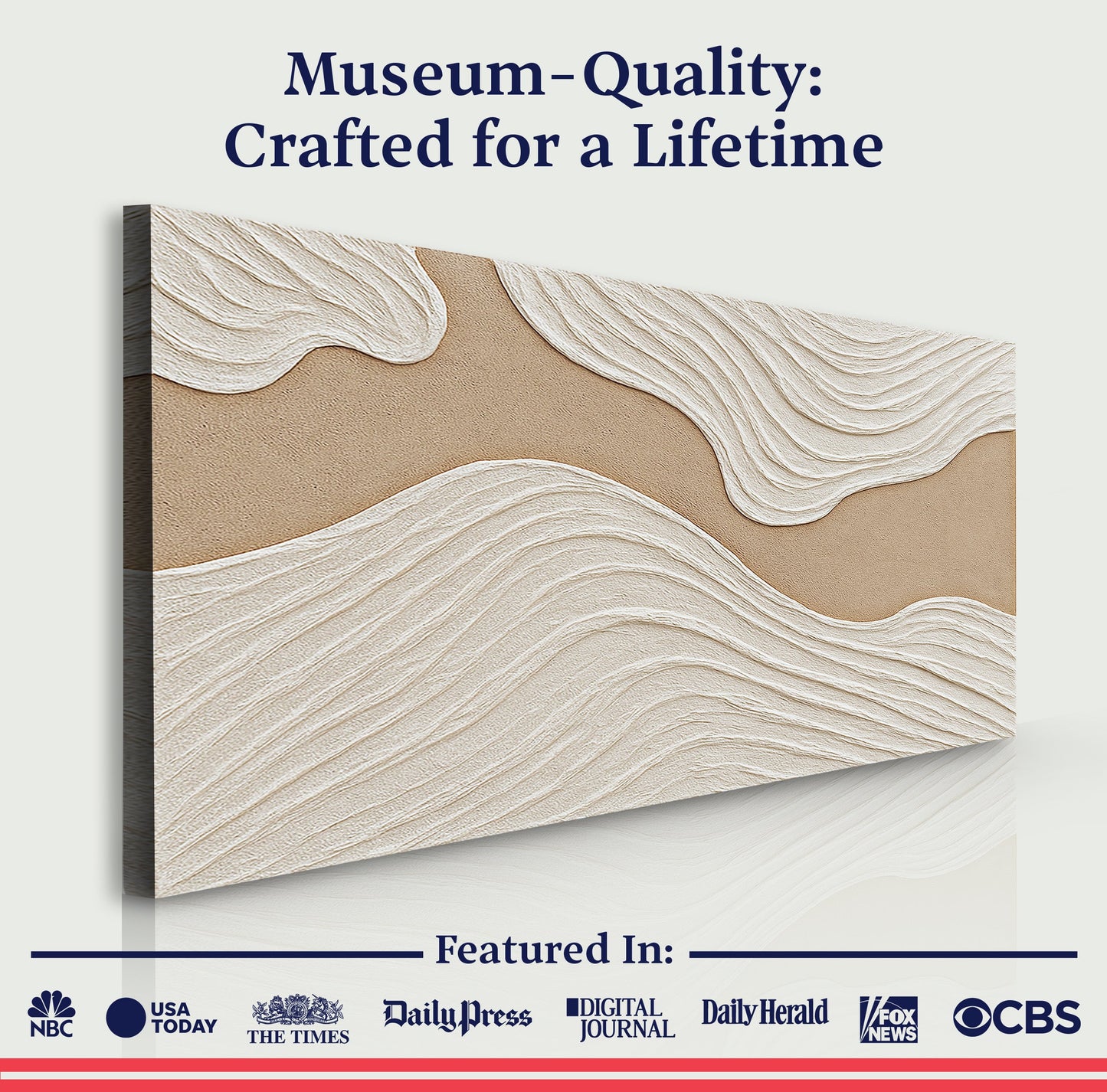Minimalist Wall Art III canvas from Tailored Canvases with beige sand-dune texture on Tampa Home & Garden Store