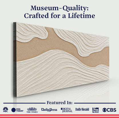 Minimalist Wall Art III canvas from Tailored Canvases with beige sand-dune texture on Tampa Home & Garden Store