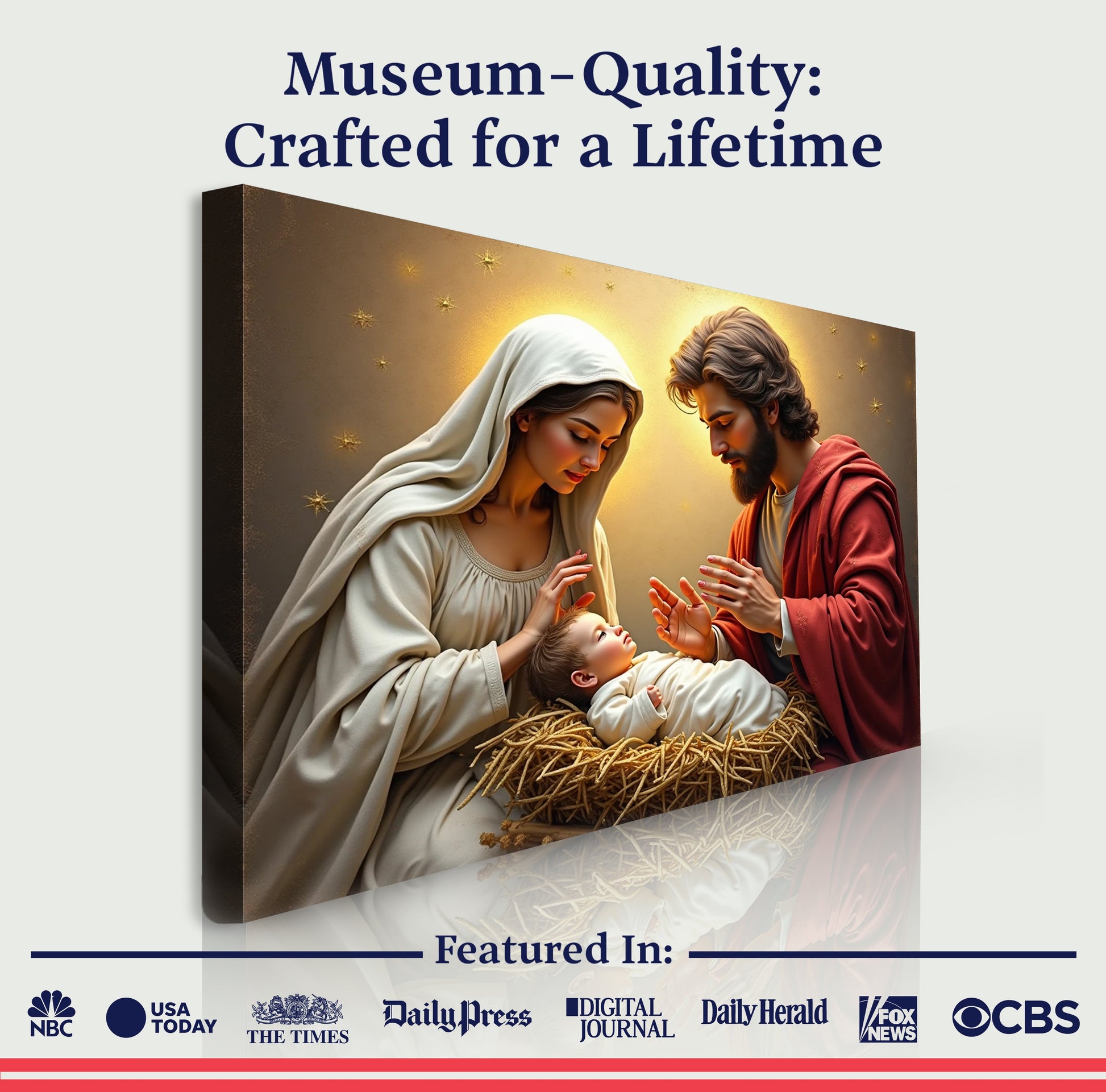 3D Faith Wall Art VI canvas by Tailored Canvases with a nativity scene on beige textured canvas on Tampa Home & Garden Store