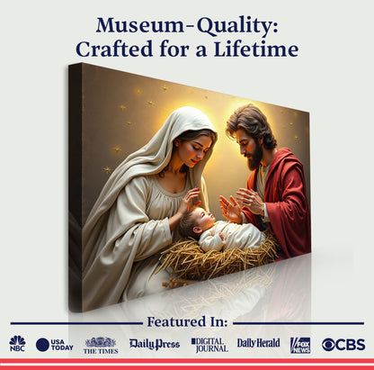 3D Faith Wall Art VI canvas by Tailored Canvases with a nativity scene on beige textured canvas on Tampa Home & Garden Store