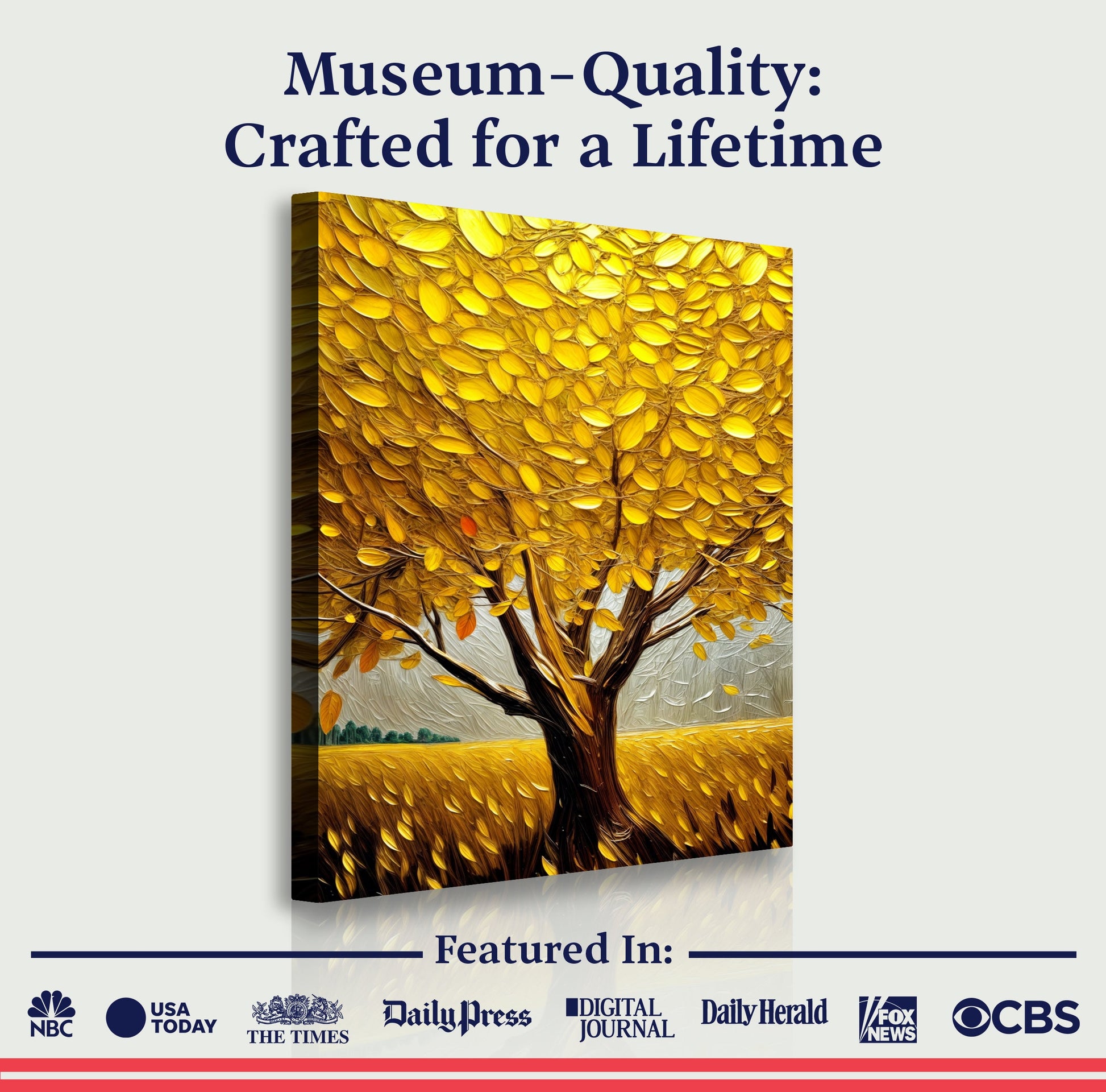 Golden Tree Breeze Wall Art canvas by Tailored Canvases; crafting canvas with golden leaves on Tampa Home & Garden Store