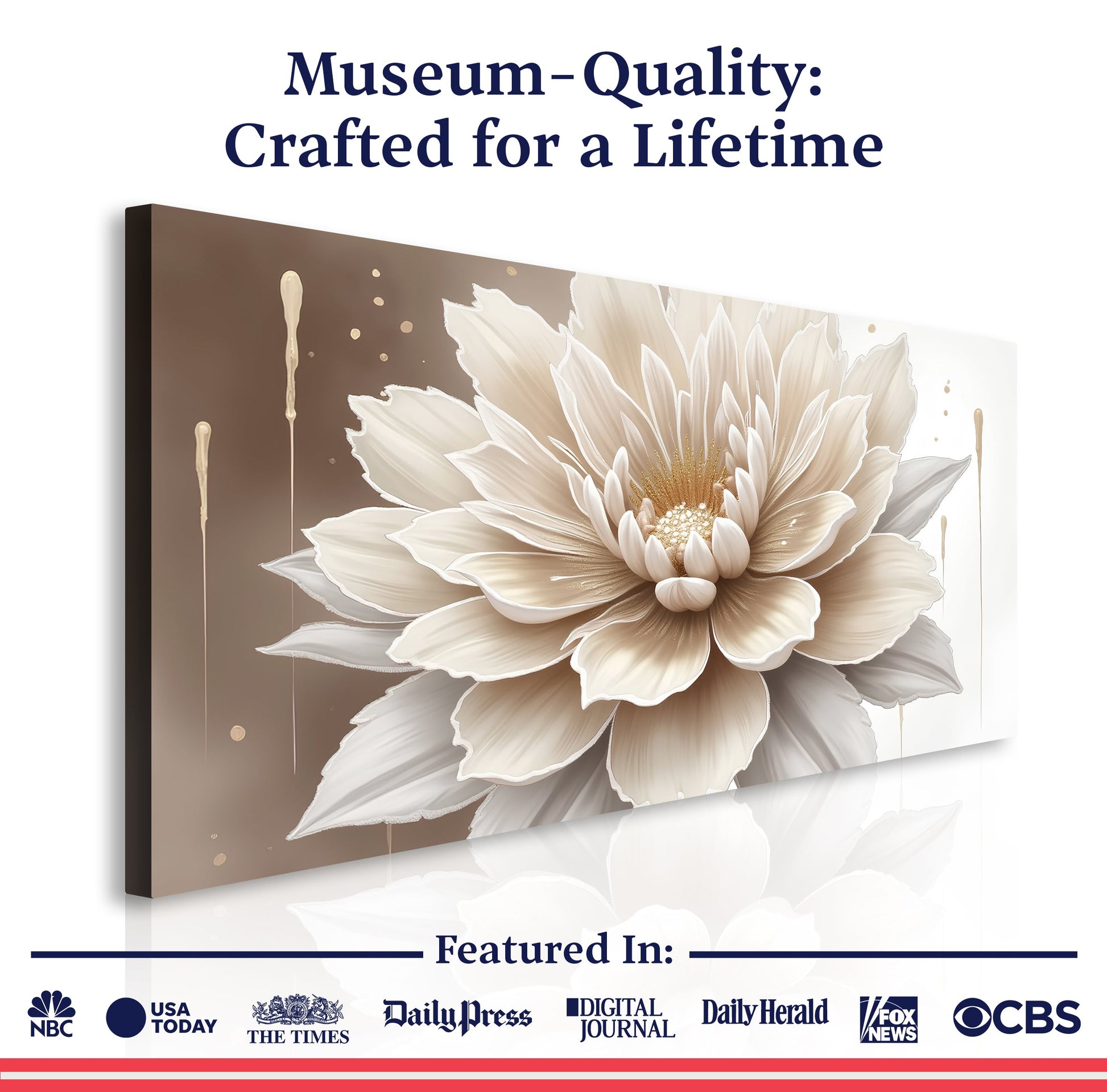 Single beige flower abstract wall art canvas Tailored Canvases crafting canvas on Tampa Home & Garden Store