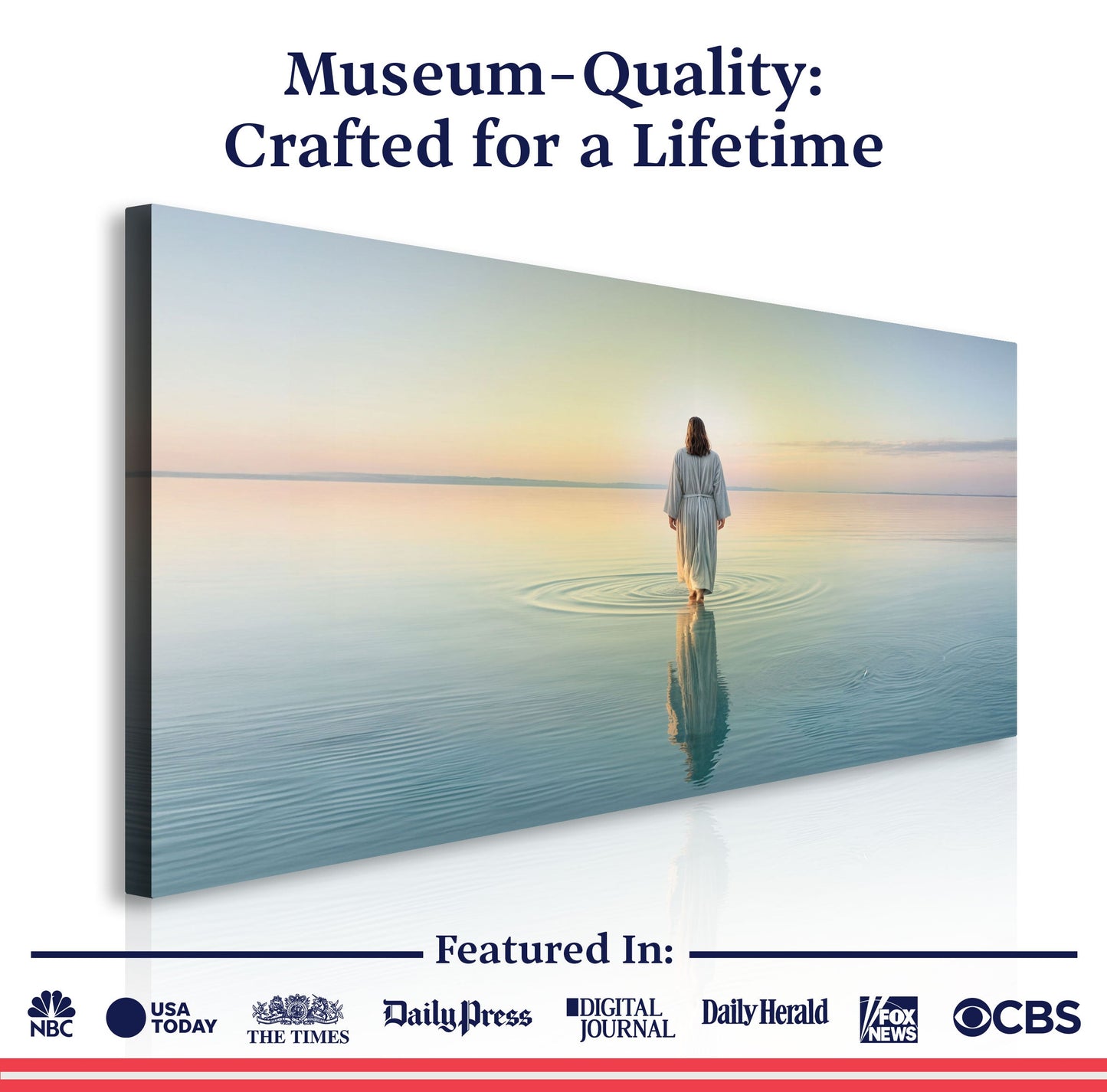 Reflections Faith Wall Art XVII canvas by Tailored Canvases; woman in robe in sunset water on Tampa Home & Garden Store