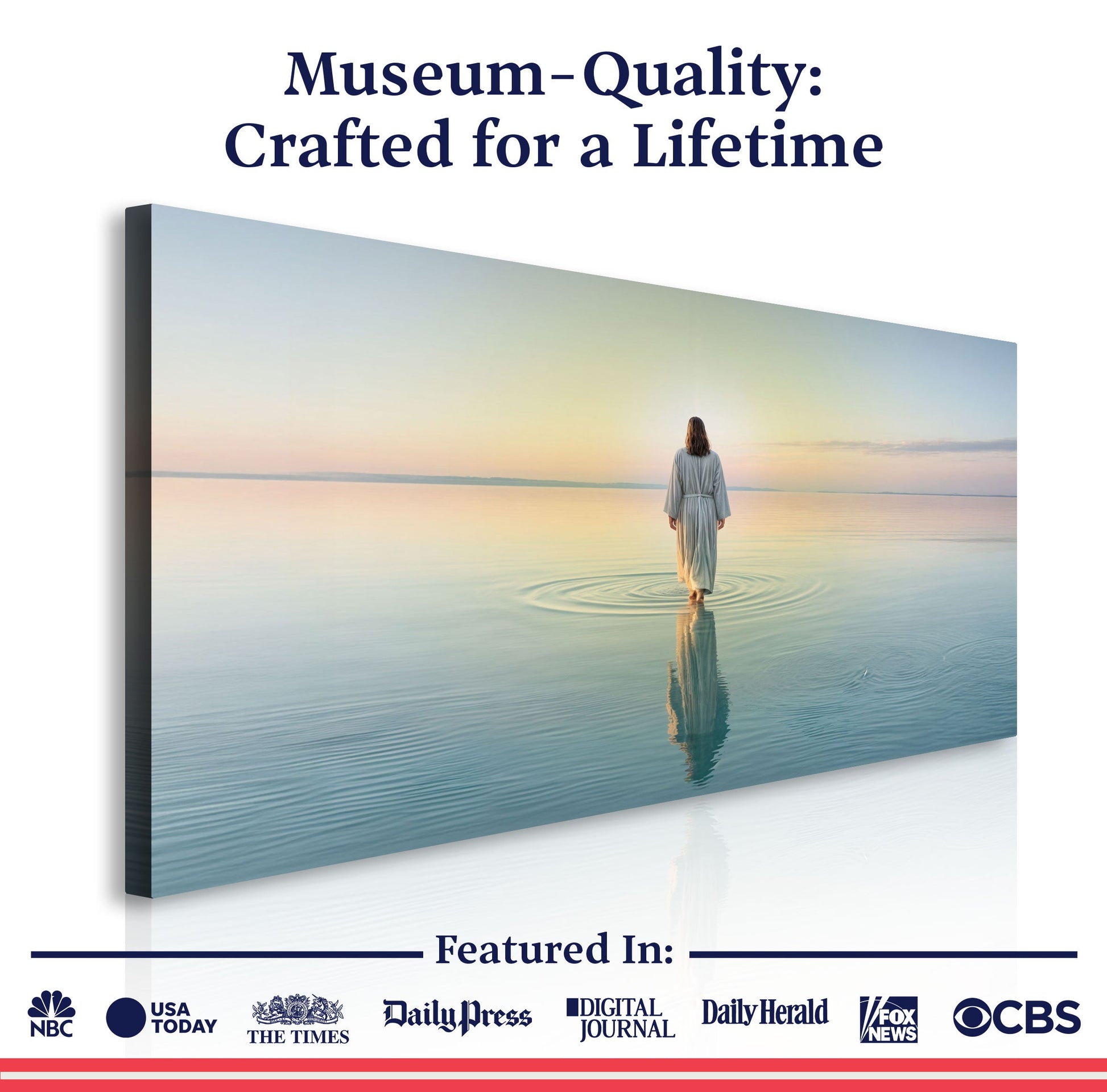 Reflections Faith Wall Art XVII canvas by Tailored Canvases; woman in robe in sunset water on Tampa Home & Garden Store