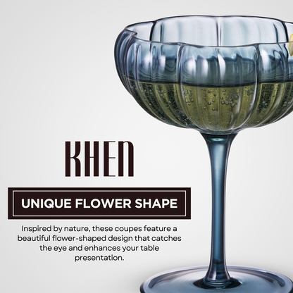 Muted Flower Coupe Glasses and a Set of Four