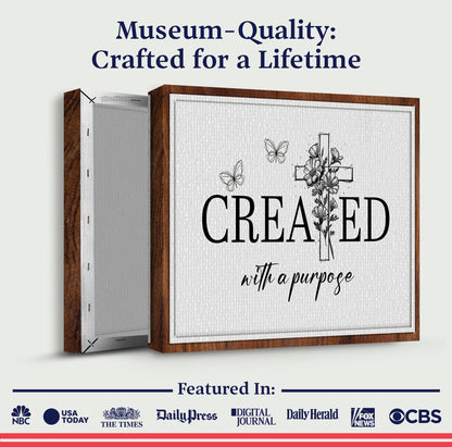Canvas crafting sign Created With A Purpose Faith Sign II by Tailored Canvases wood frame on Tampa Home & Garden Store
