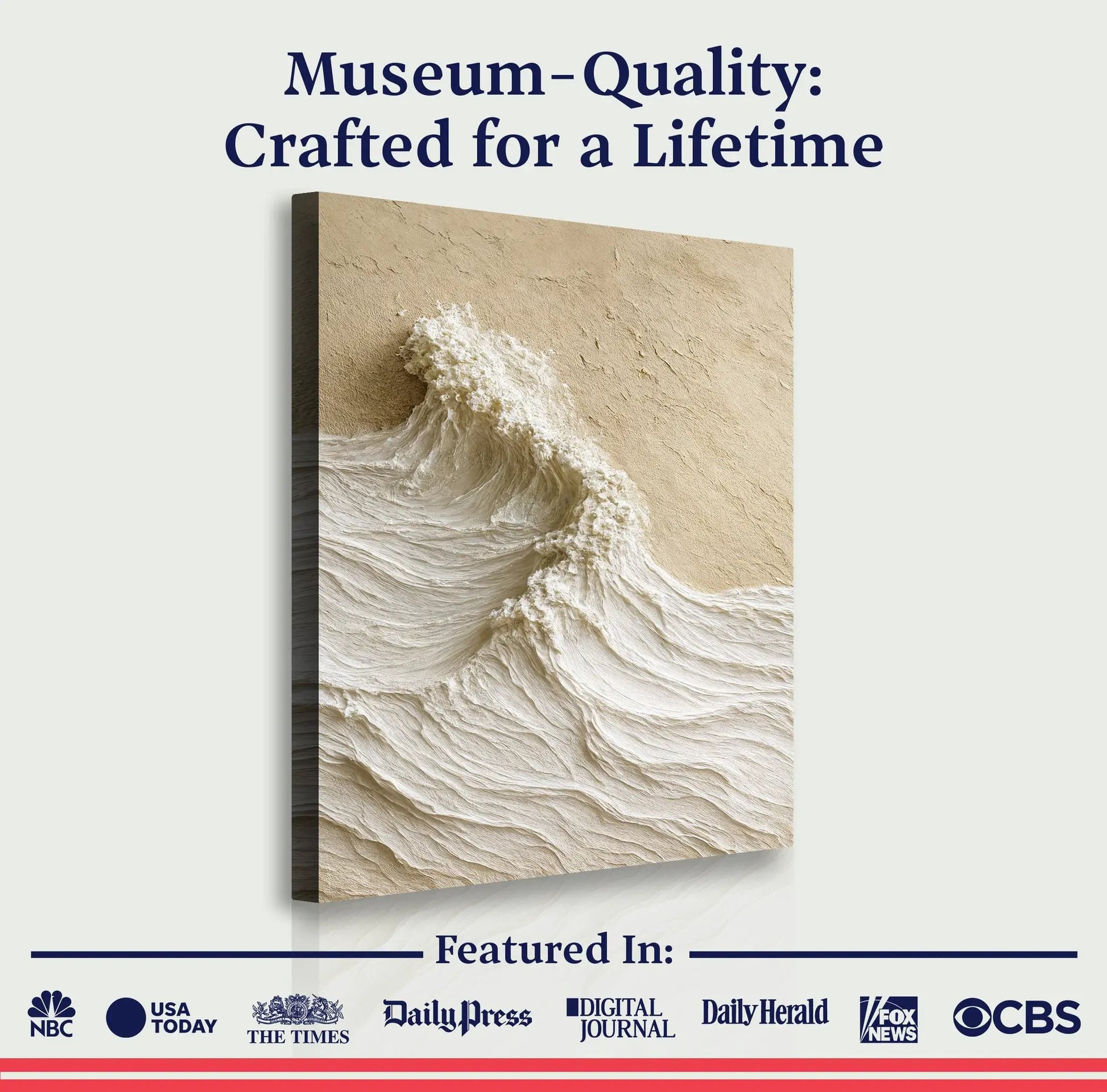 Modern Neutral Mountain Wall Art Canvas by Tailored Canvases, beige textured landscape with wave on Tampa Home & Garden Store
