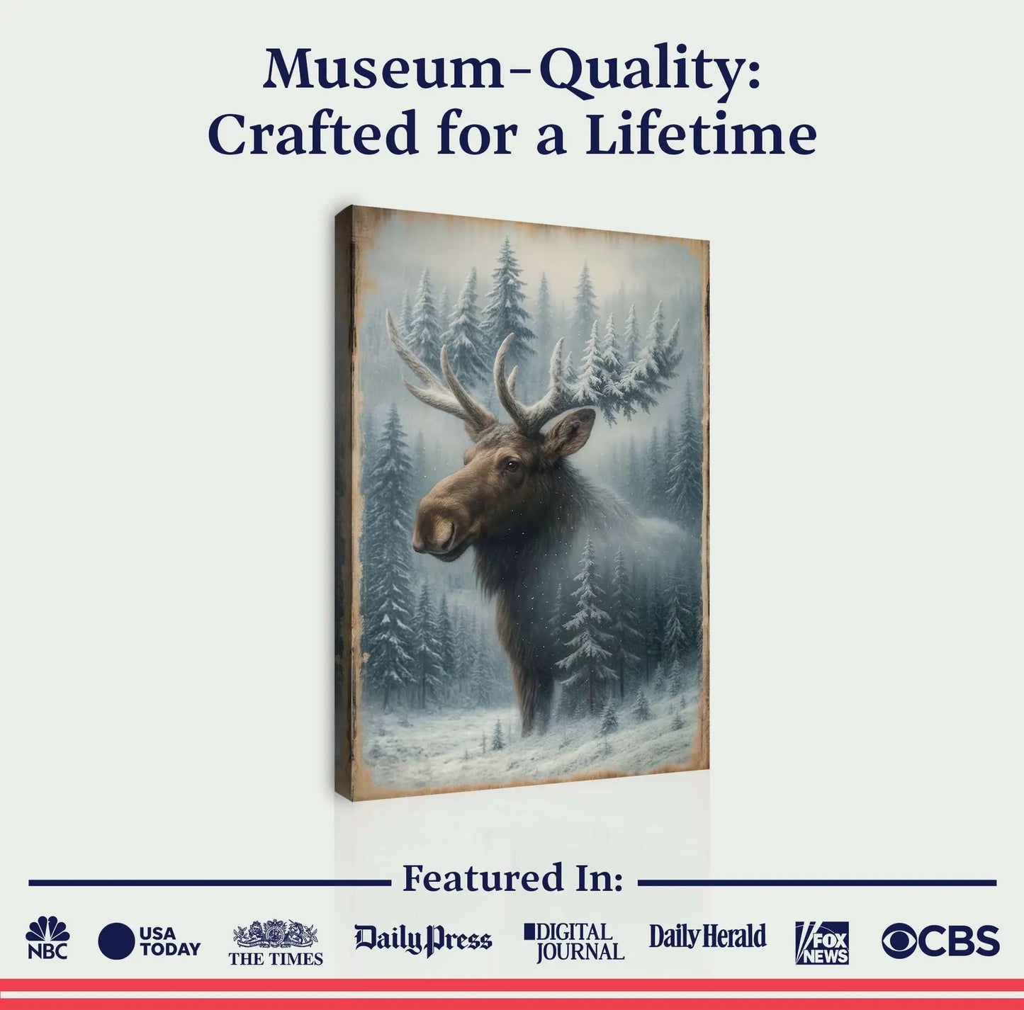 Snowy Forest Moose Double Exposure Canvas with a wooden frame Tailored Canvases on Tampa Home & Garden Store