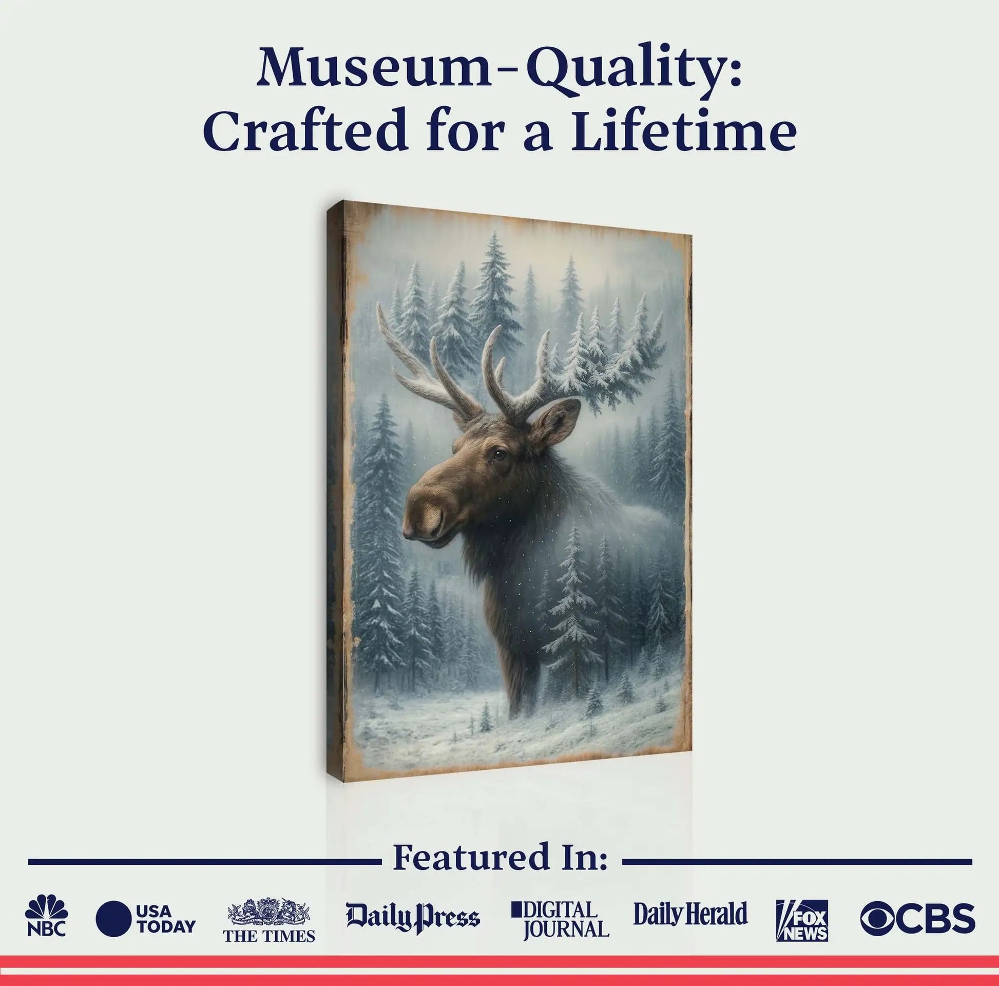Snowy Forest Moose Double Exposure Canvas with a wooden frame Tailored Canvases on Tampa Home & Garden Store