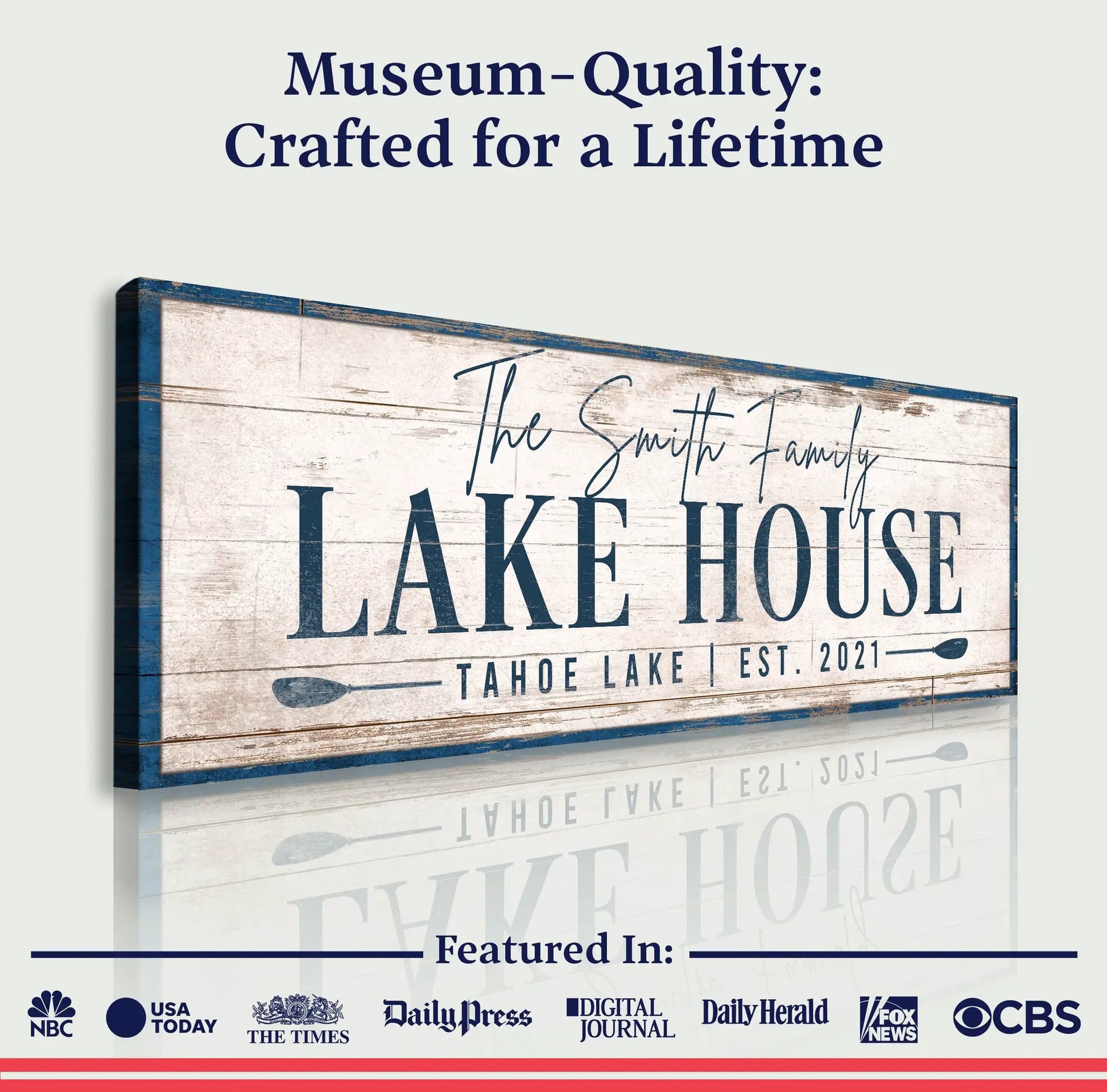 Personalized Lake House Sign canvas with distressed wood, Tailored Canvases on Tampa Home & Garden Store