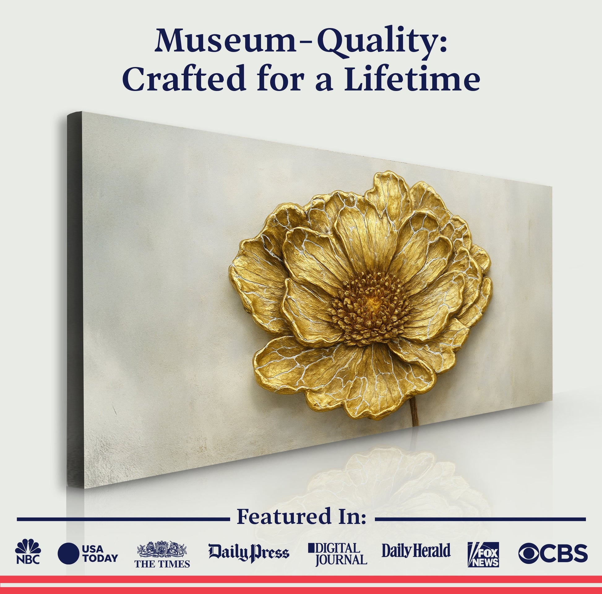 Golden dandelion minimalist abstract canvas with a gold flower on gray background on Tampa Home & Garden Store
