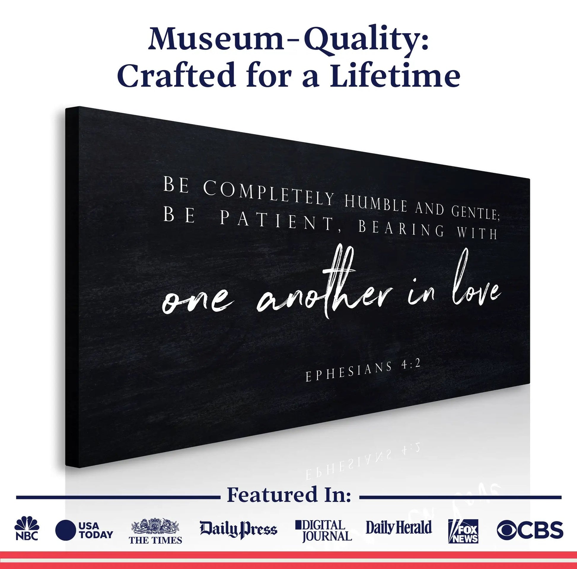 Canvas Be Completely Humble And Gentle Faith Sign III Tailored Canvases dark canvas white script on Tampa Home & Garden Store
