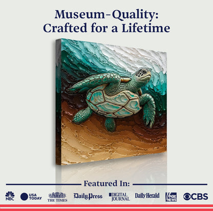 3D Turtle Wall Art canvas by Tailored Canvases, crafting canvas with teal sea turtle artwork on Tampa Home & Garden Store