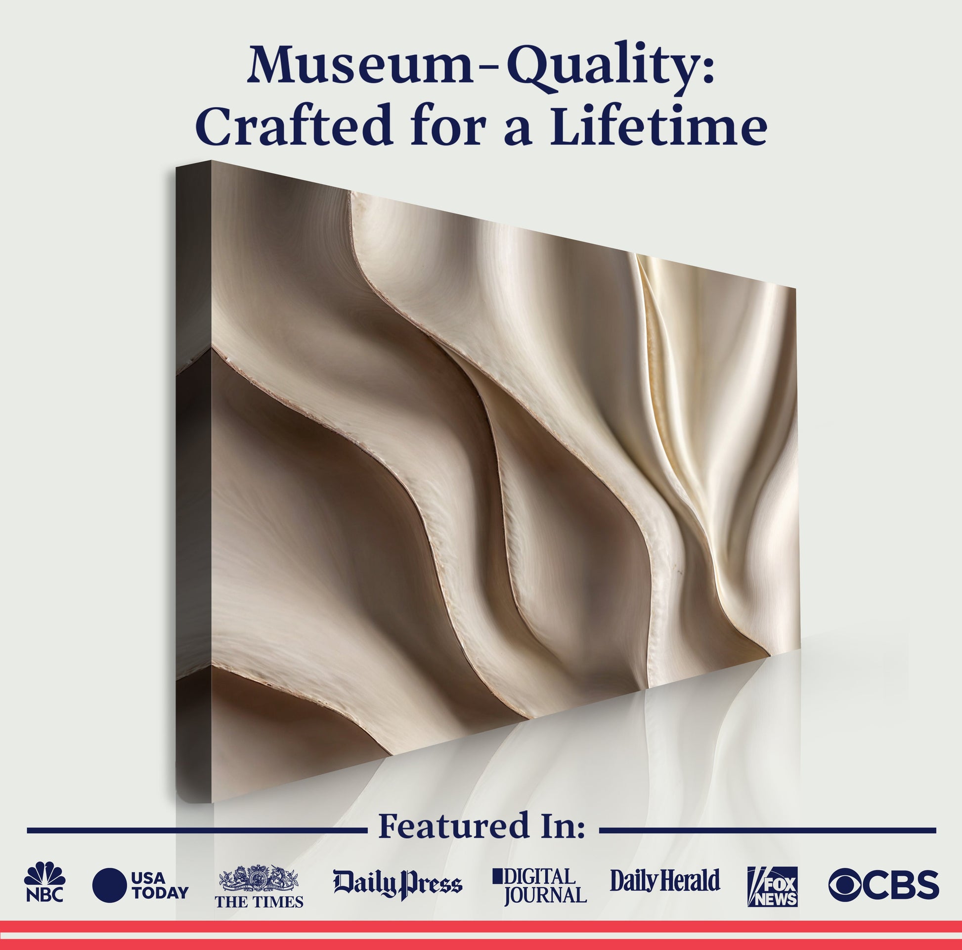 Beyond the Surface – 3D Abstract Waves Wall Art canvas by Tailored Canvases, bronze-toned sculpted folds on Tampa Home & Garden Store