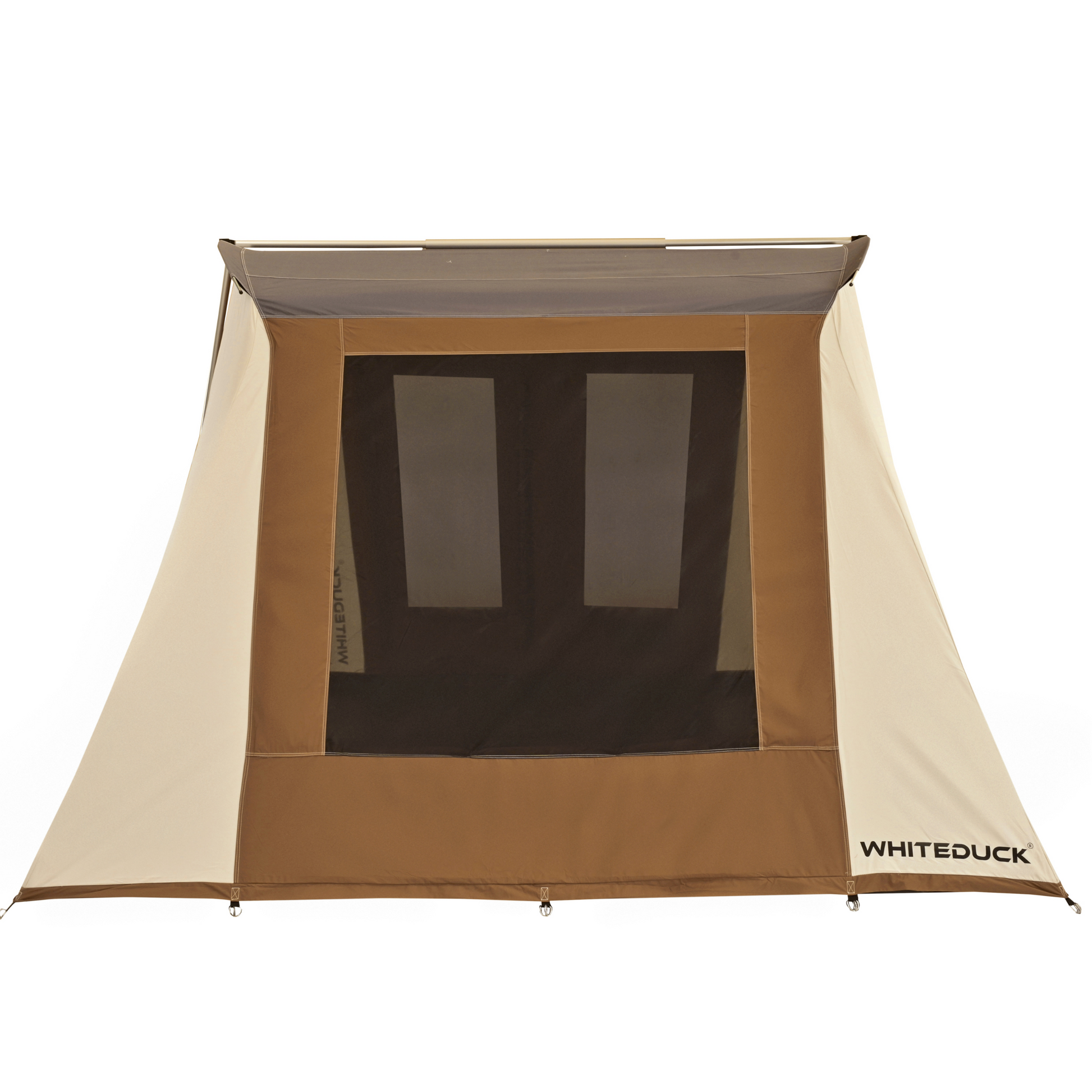 Prota Canvas Tent 10x10 in tan and brown canvas by White Duck Outdoors with gray top on Tampa Home & Garden Store