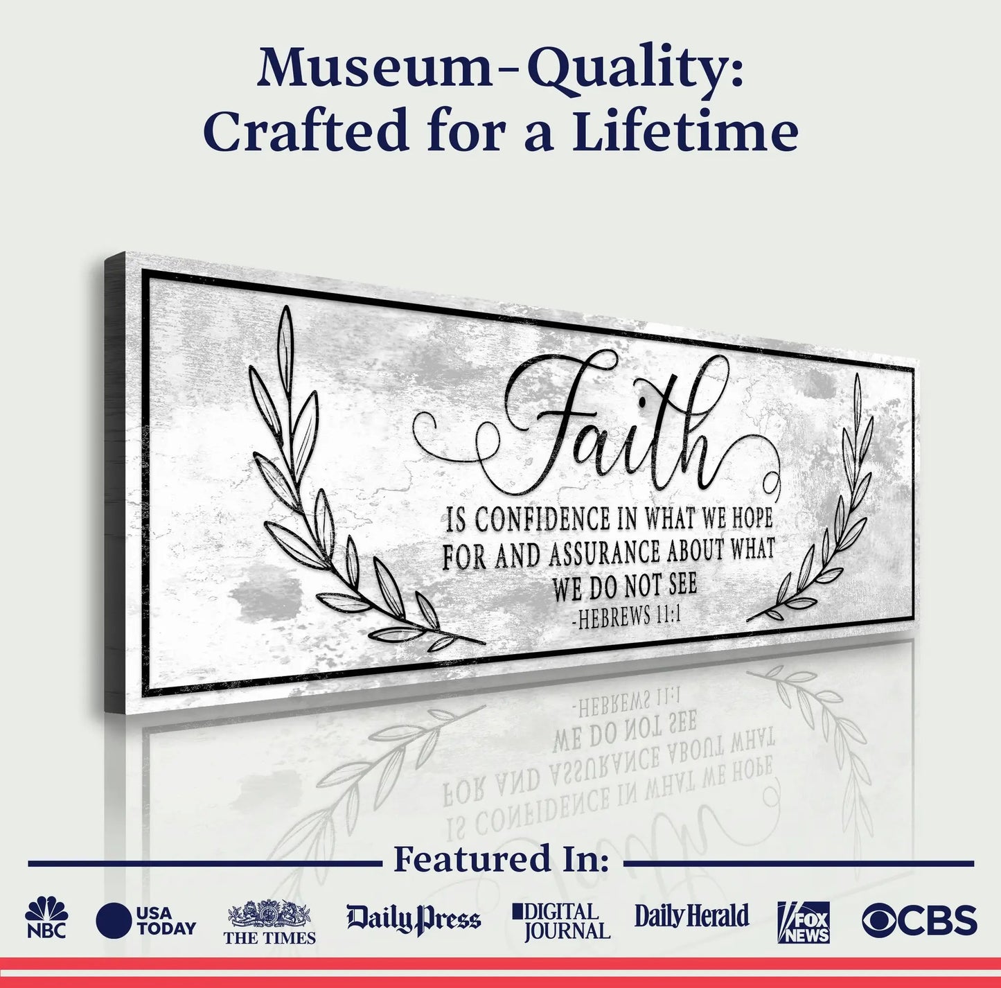 Faith Is Confidence Hebrews 11:1 Faith Sign II canvas by Tailored Canvases with border on Tampa Home & Garden Store