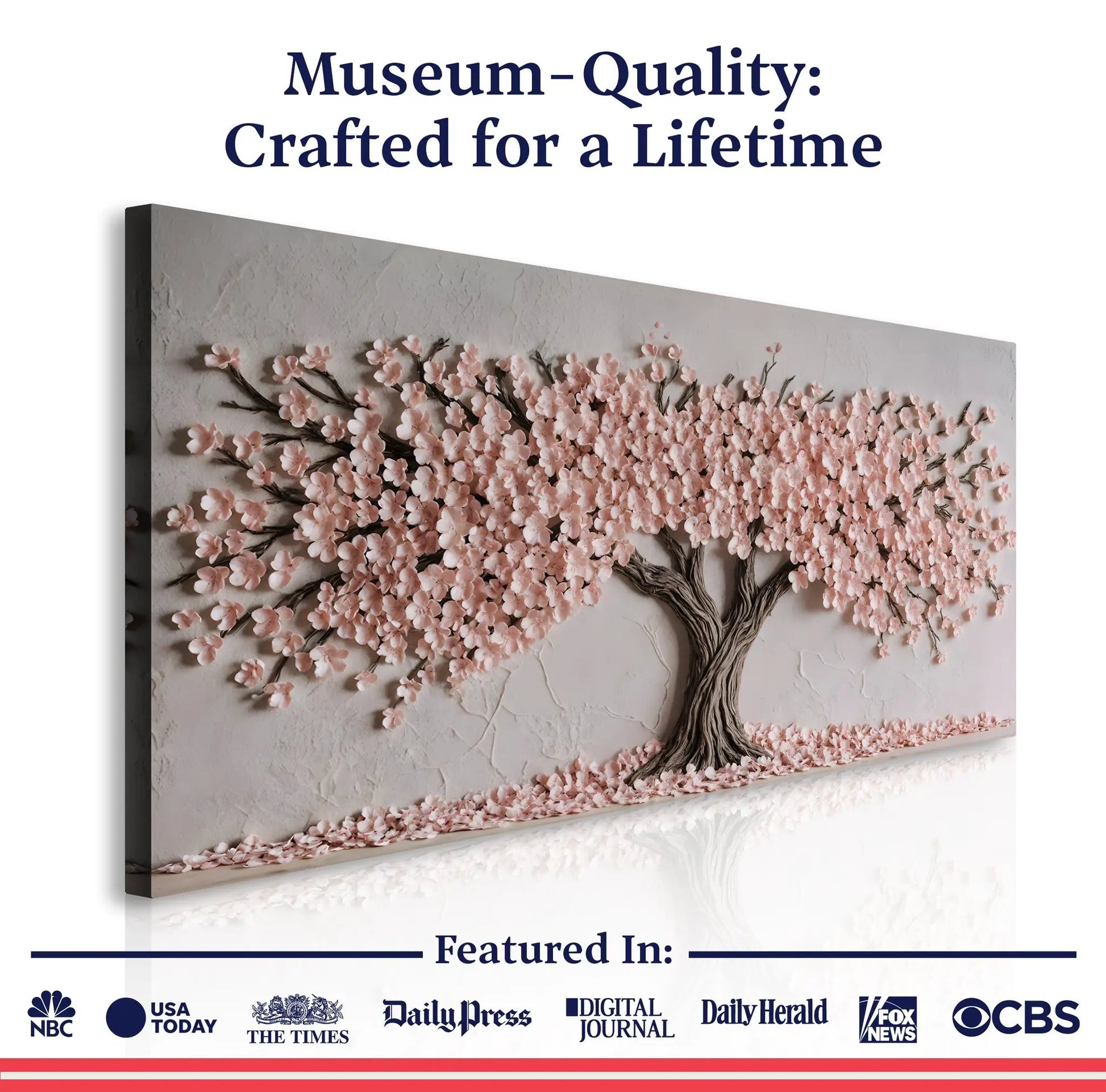 Blush Blossom Wall Art Canvas by Tailored Canvases with pink blossoms on gray backdrop on Tampa Home & Garden Store