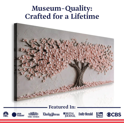 Blush Blossom Wall Art Canvas by Tailored Canvases with pink blossoms on gray backdrop on Tampa Home & Garden Store
