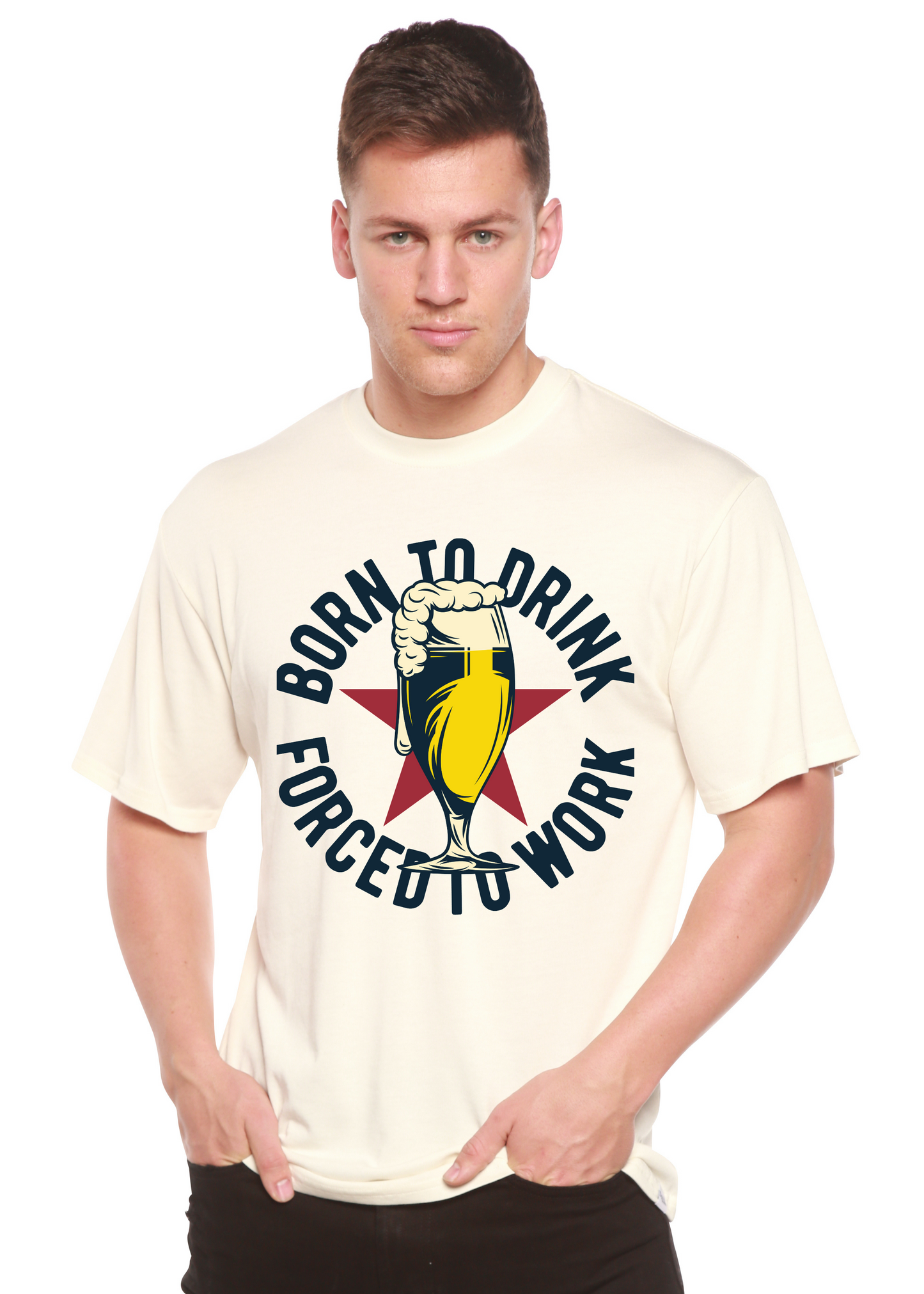 Born to Drink men's graphic tee bamboo viscose organic cotton short sleeve beer mug print on Tampa Home & Garden Store