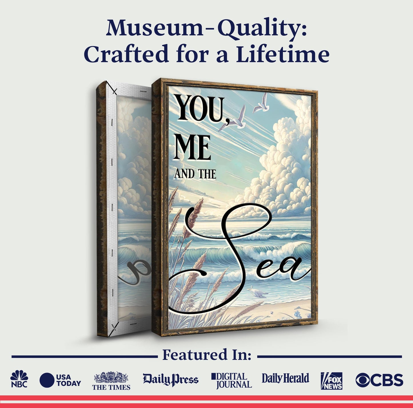You Me and the Sea Coastal Sign III canvas by Tailored Canvases in a rustic wood frame on Tampa Home & Garden Store