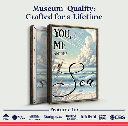 You Me and the Sea Coastal Sign III canvas by Tailored Canvases in a rustic wood frame on Tampa Home & Garden Store