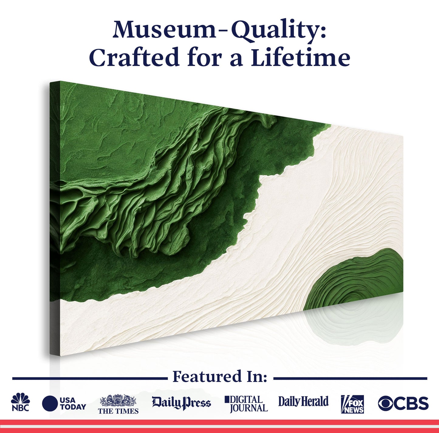 Green Rivers Abstract Wall Art IX canvas by Tailored Canvases with layered green texture on Tampa Home & Garden Store