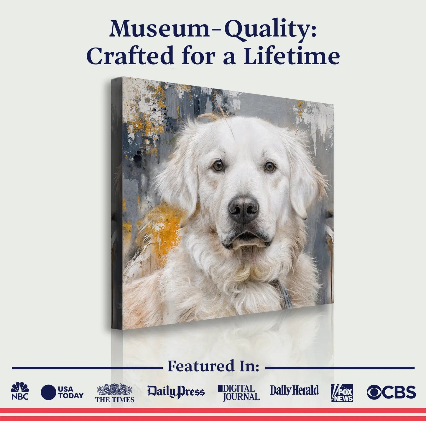 Customized Pet Portrait Canvas with abstract gray/orange background by Tailored Canvases on Tampa Home & Garden Store