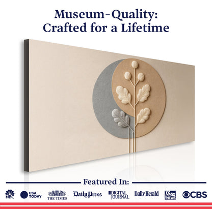 Modern Abstract Minimalist Wall Art XII canvas with beige circles and subtle botanicals on Tampa Home & Garden Store