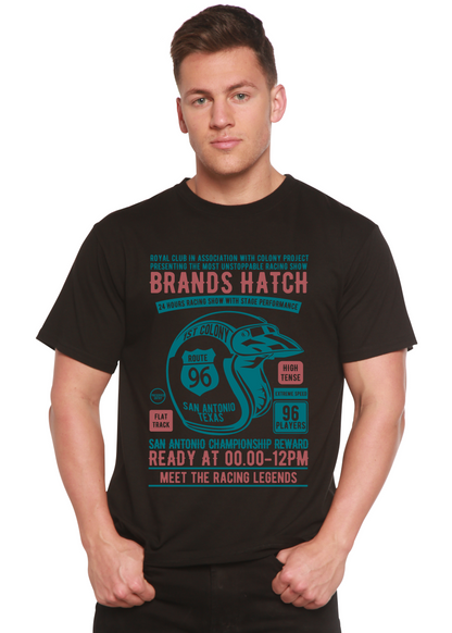 Men's Brands Hatch bamboo viscose organic cotton tee short sleeve black with teal print on Tampa Home & Garden Store