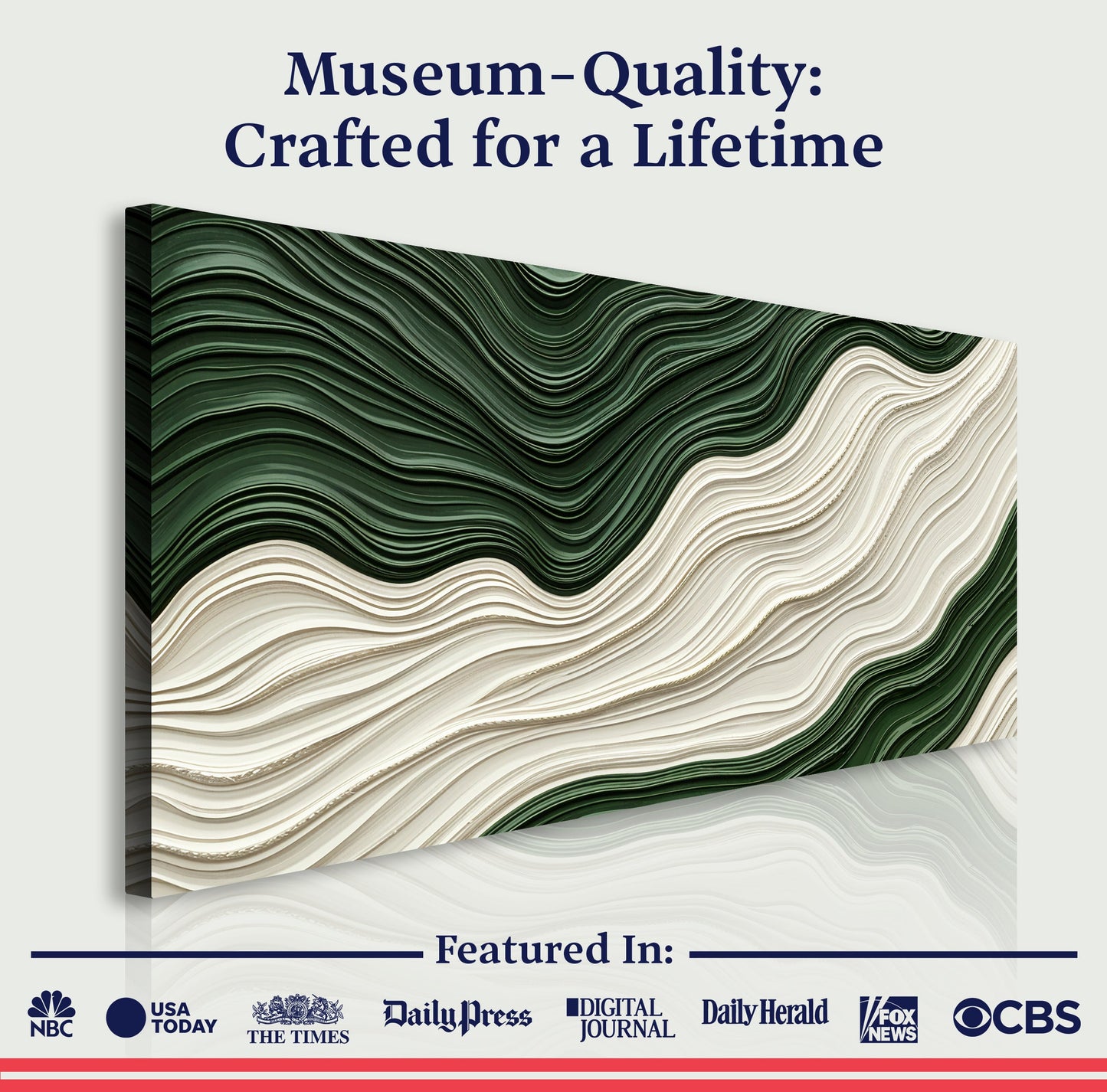 Green Rivers Abstract Wall Art VIII canvas with dark green ripple-patterned waves Tailored Canvases on Tampa Home & Garden Store