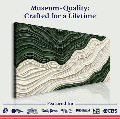 Green Rivers Abstract Wall Art VIII canvas with dark green ripple-patterned waves Tailored Canvases on Tampa Home & Garden Store
